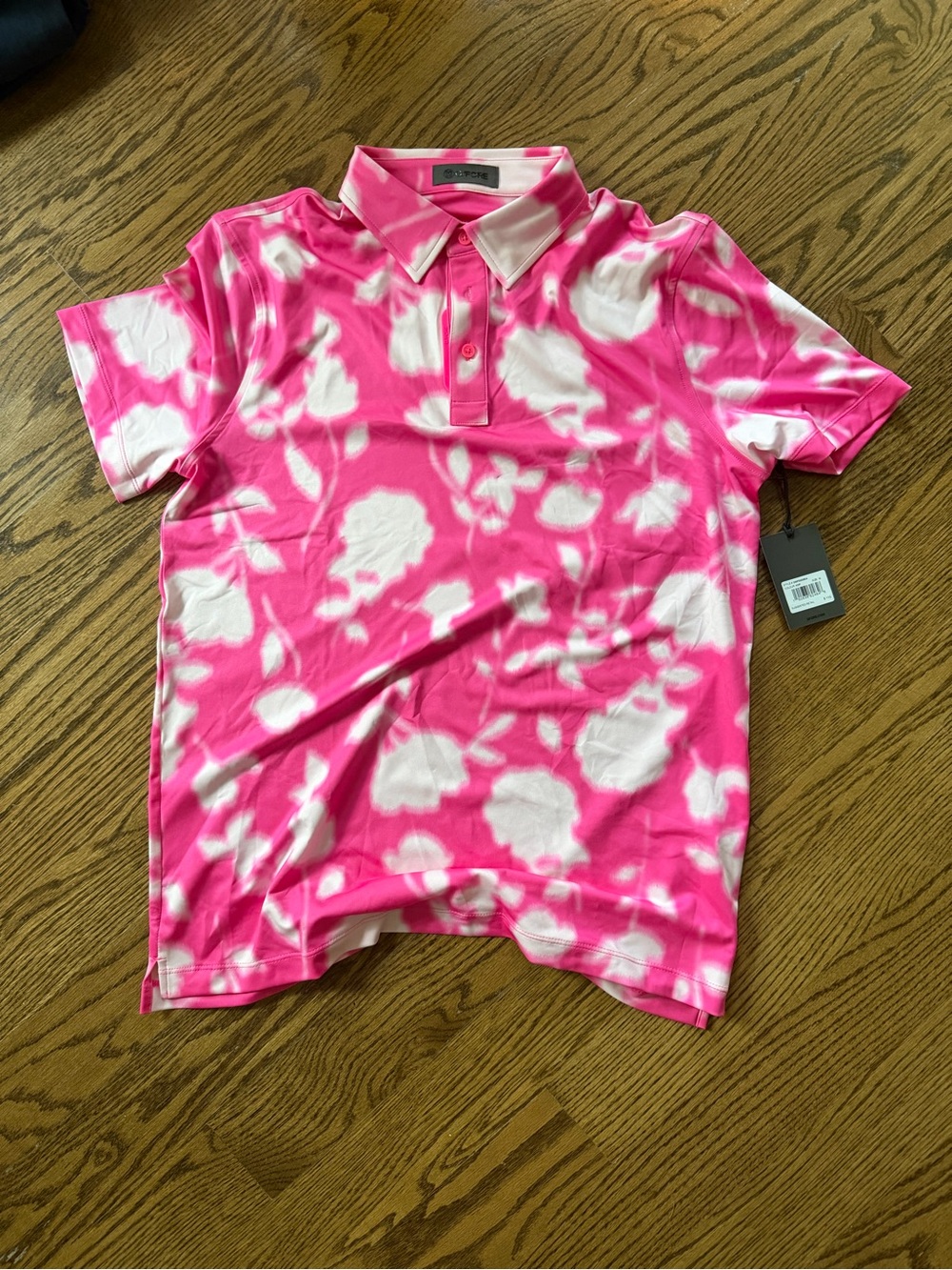 G/FORE Pink and White Tie-Dye Golf Polo
